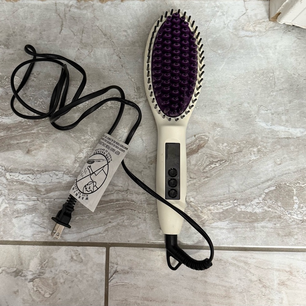 Purple and White Hair Straightening Brush